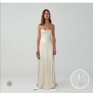 Fame and Partners champagne silk gown